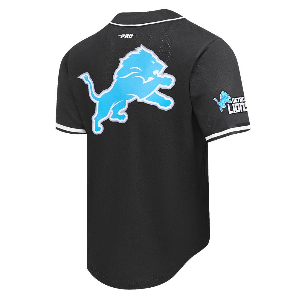 NFL DETROIT LIONS MEN'S MESH BUTTON DOWN SHIRT (BLACK)