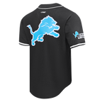 NFL DETROIT LIONS MEN'S MESH BUTTON DOWN SHIRT (BLACK)