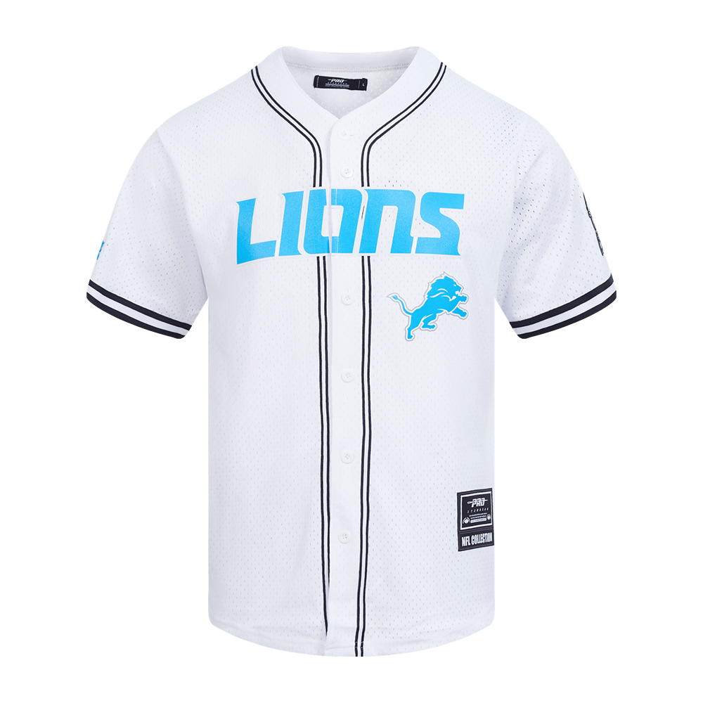 NFL DETROIT LIONS MESH CHEMISE BOUTONNÉE POUR HOMME (BLANC/NOIR/BLANC)
