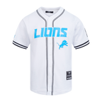 NFL DETROIT LIONS MESH CHEMISE BOUTONNÉE POUR HOMME (BLANC/NOIR/BLANC)