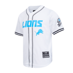 NFL DETROIT LIONS MESH CHEMISE BOUTONNÉE POUR HOMME (BLANC/NOIR/BLANC)