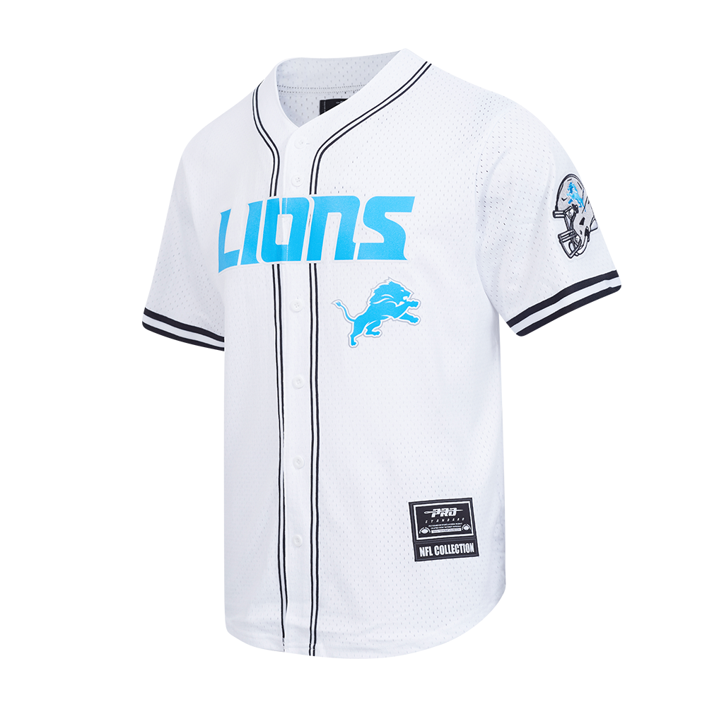 NFL DETROIT LIONS MESH CHEMISE BOUTONNÉE POUR HOMME (BLANC/NOIR/BLANC)