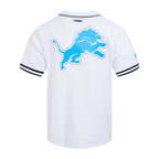 NFL DETROIT LIONS MESH CHEMISE BOUTONNÉE POUR HOMME (BLANC/NOIR/BLANC)