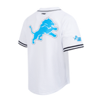 NFL DETROIT LIONS MESH CHEMISE BOUTONNÉE POUR HOMME (BLANC/NOIR/BLANC)