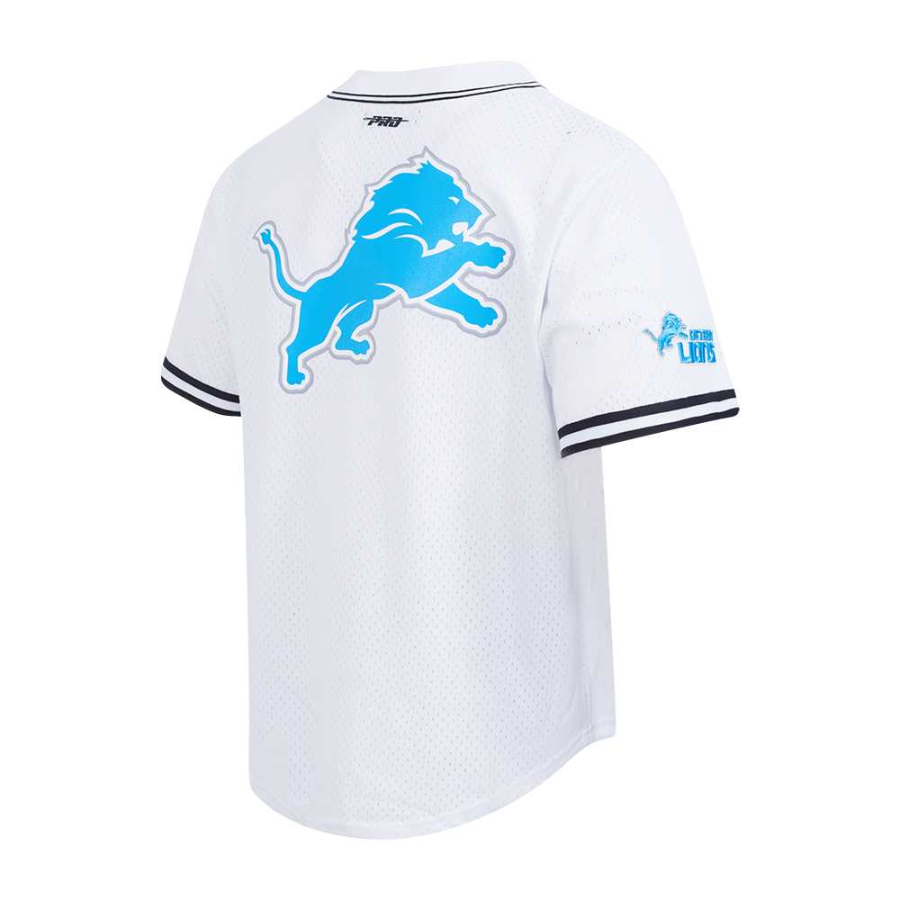 NFL DETROIT LIONS MESH CHEMISE BOUTONNÉE POUR HOMME (BLANC/NOIR/BLANC)
