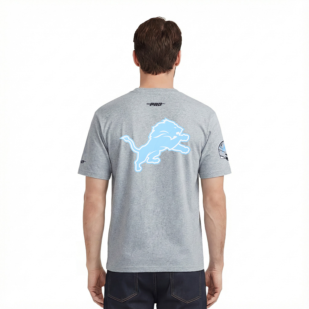 NFL DETROIT LIONS LIVING LARGE MEN'S CJ DROP SHOULDER TEE (DARK HEATHER GRAY)