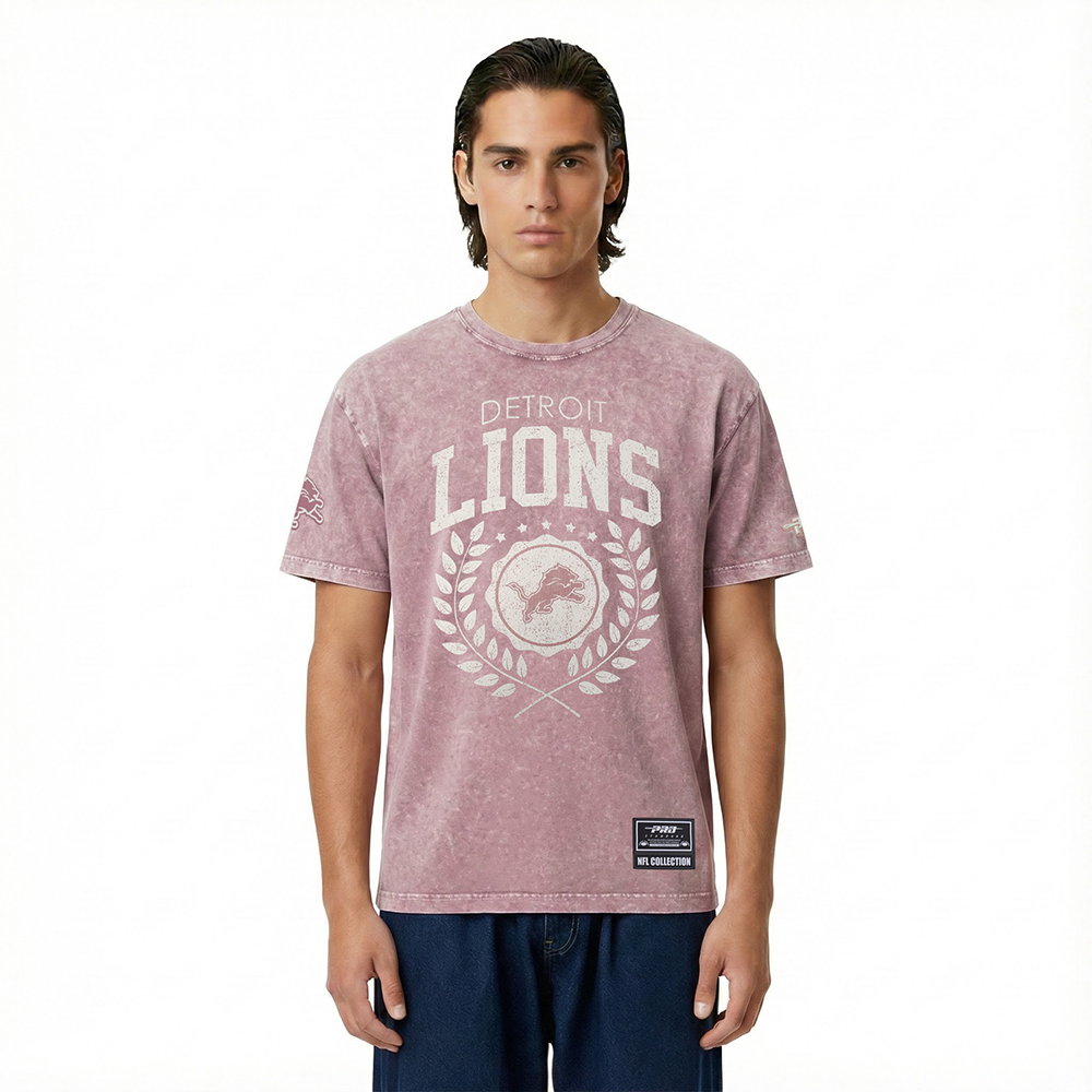 NFL DETROIT LIONS STREET TEAM MEN'S CJ DROP SHOULDER ENZYME WASH TEE (WASHED MAUVE)