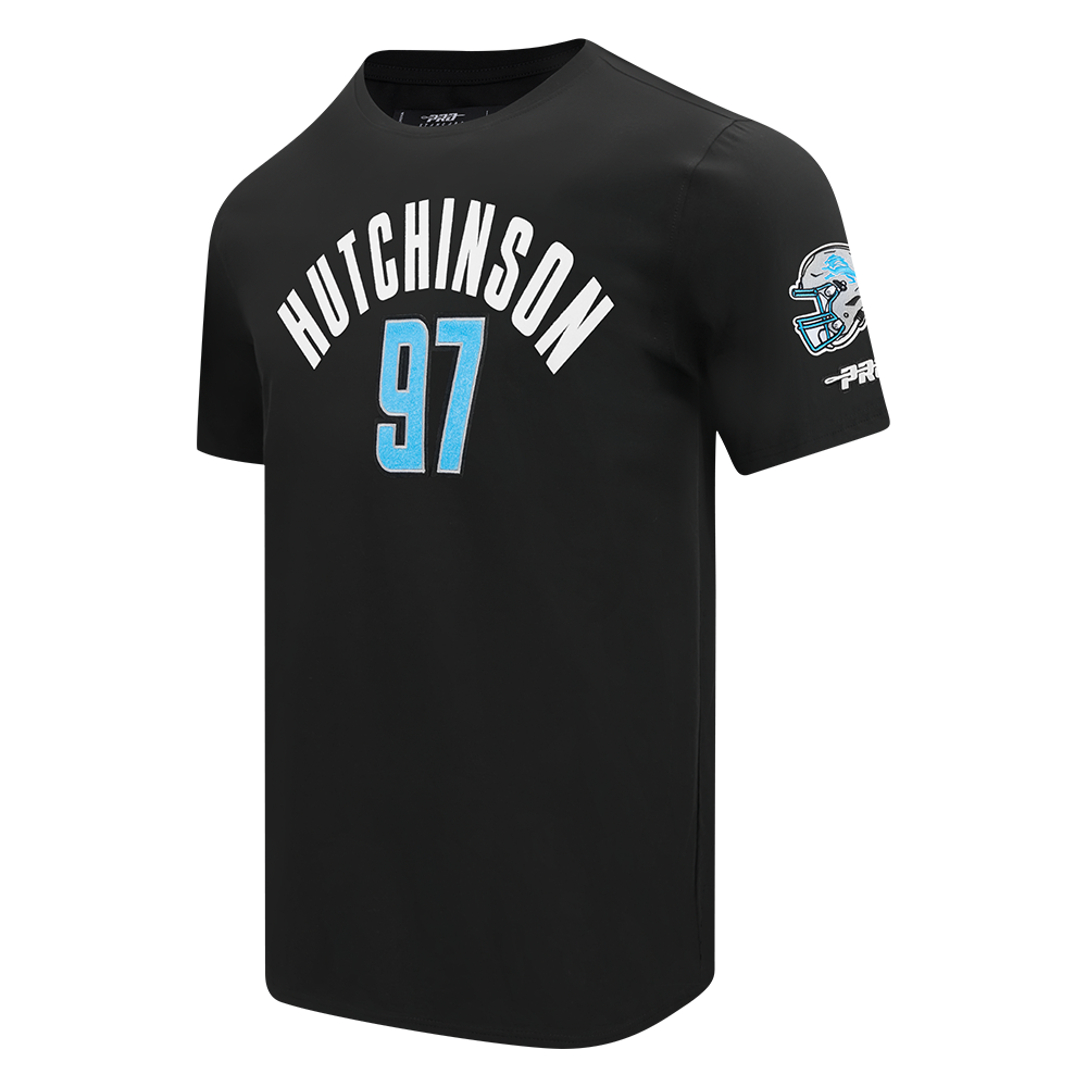 NFL DETROIT LIONS AIDAN HUTCHINSON #97 CLASSIC PNN T-SHIRT EN JERSEY SIMPLE POUR HOMME (NOIR)