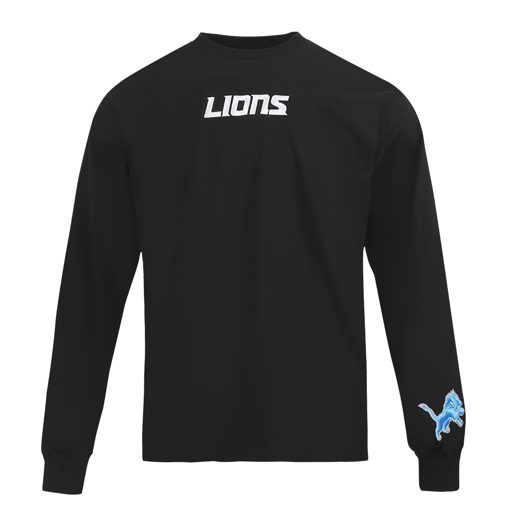 NFL DETROIT LIONS WINGSPAN MEN'S DROP SHOULDER LONG SLEEVE TEE (BLACK)