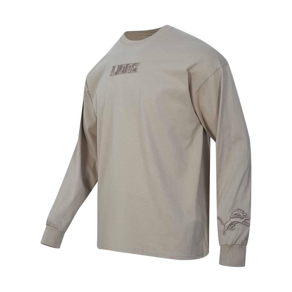 NFL DETROIT LIONS WINGSPAN MEN'S DROP SHOULDER LS TEE (TAUPE)