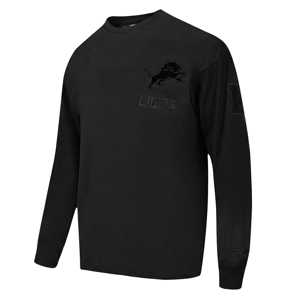 NFL DETROIT LIONS BLACKOUT MEN'S DROP SHOULDER LS TEE (BLACK)