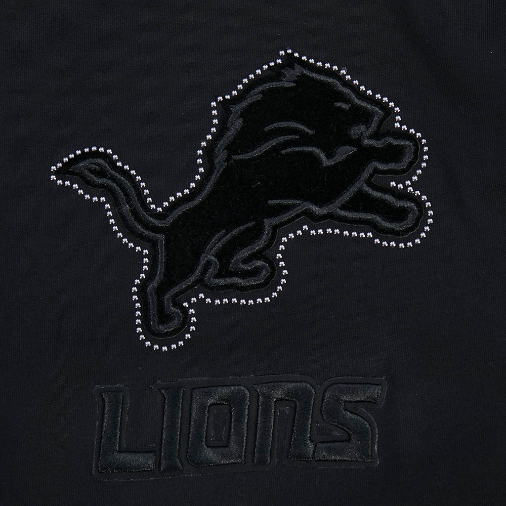 NFL DETROIT LIONS BLACKOUT MEN'S DROP SHOULDER LS TEE (BLACK)