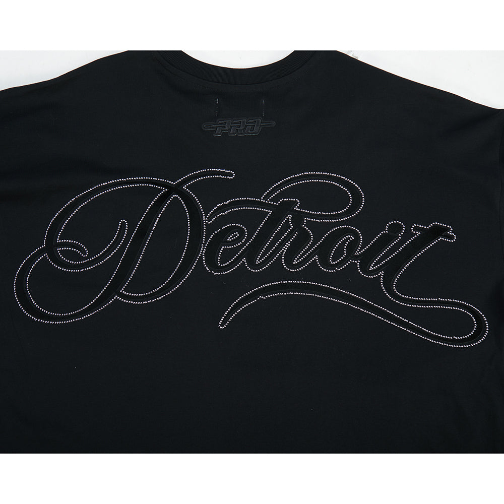 NFL DETROIT LIONS BLACKOUT MEN'S DROP SHOULDER LS TEE (BLACK)
