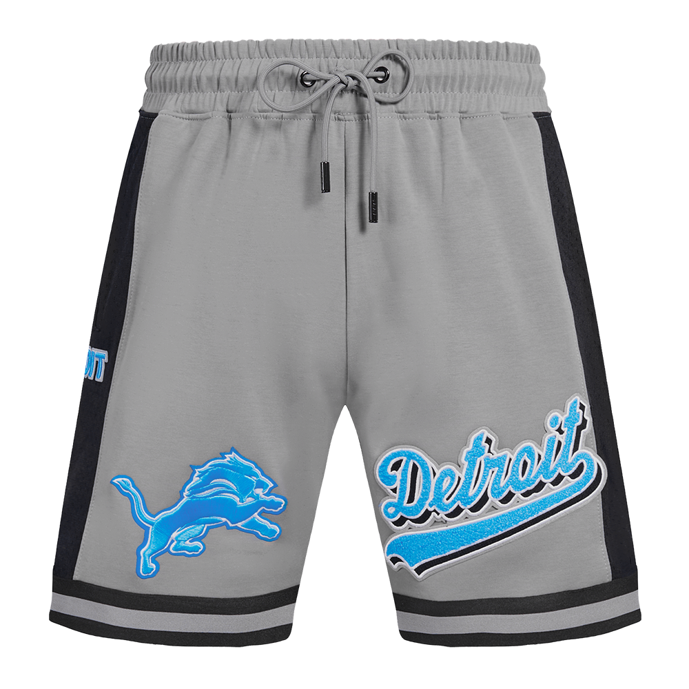 NFL DETROIT LIONS SCRIPT TAIL MEN'S DOUBLE KNIT 2.0 SHORT (GRAY/BLACK)