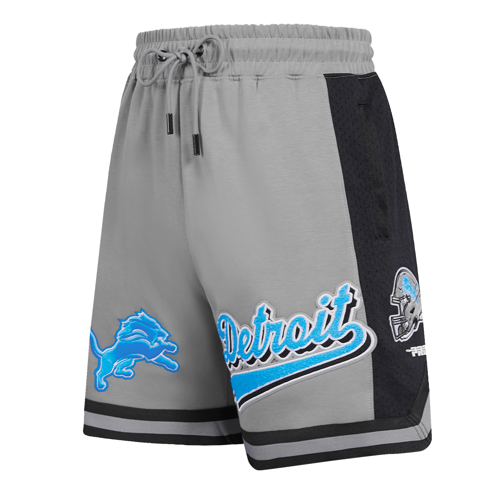 NFL DETROIT LIONS SCRIPT TAIL SHORT EN MAILLE DOUBLE 2.0 POUR HOMME (GRIS/NOIR)