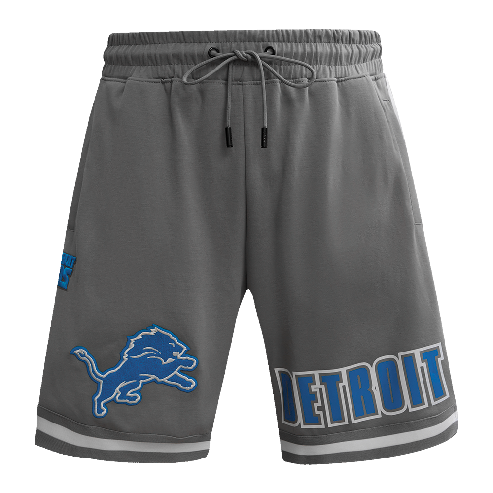 NFL DETROIT LIONS CLASSIC CHENILLE SHORT EN MAILLE DOUBLE POUR HOMME (GRIS)