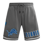 NFL DETROIT LIONS CLASSIC CHENILLE SHORT EN MAILLE DOUBLE POUR HOMME (GRIS)