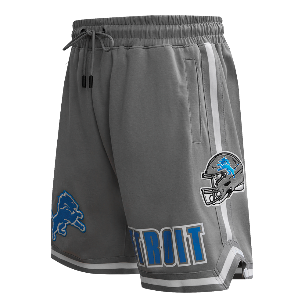 NFL DETROIT LIONS CLASSIC CHENILLE SHORT EN MAILLE DOUBLE POUR HOMME (GRIS)