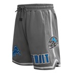 NFL DETROIT LIONS CLASSIC CHENILLE SHORT EN MAILLE DOUBLE POUR HOMME (GRIS)