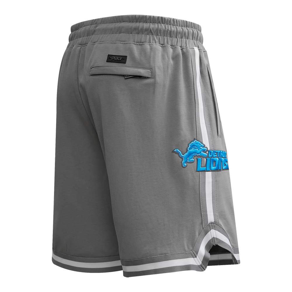 NFL DETROIT LIONS CLASSIC CHENILLE SHORT EN MAILLE DOUBLE POUR HOMME (GRIS)