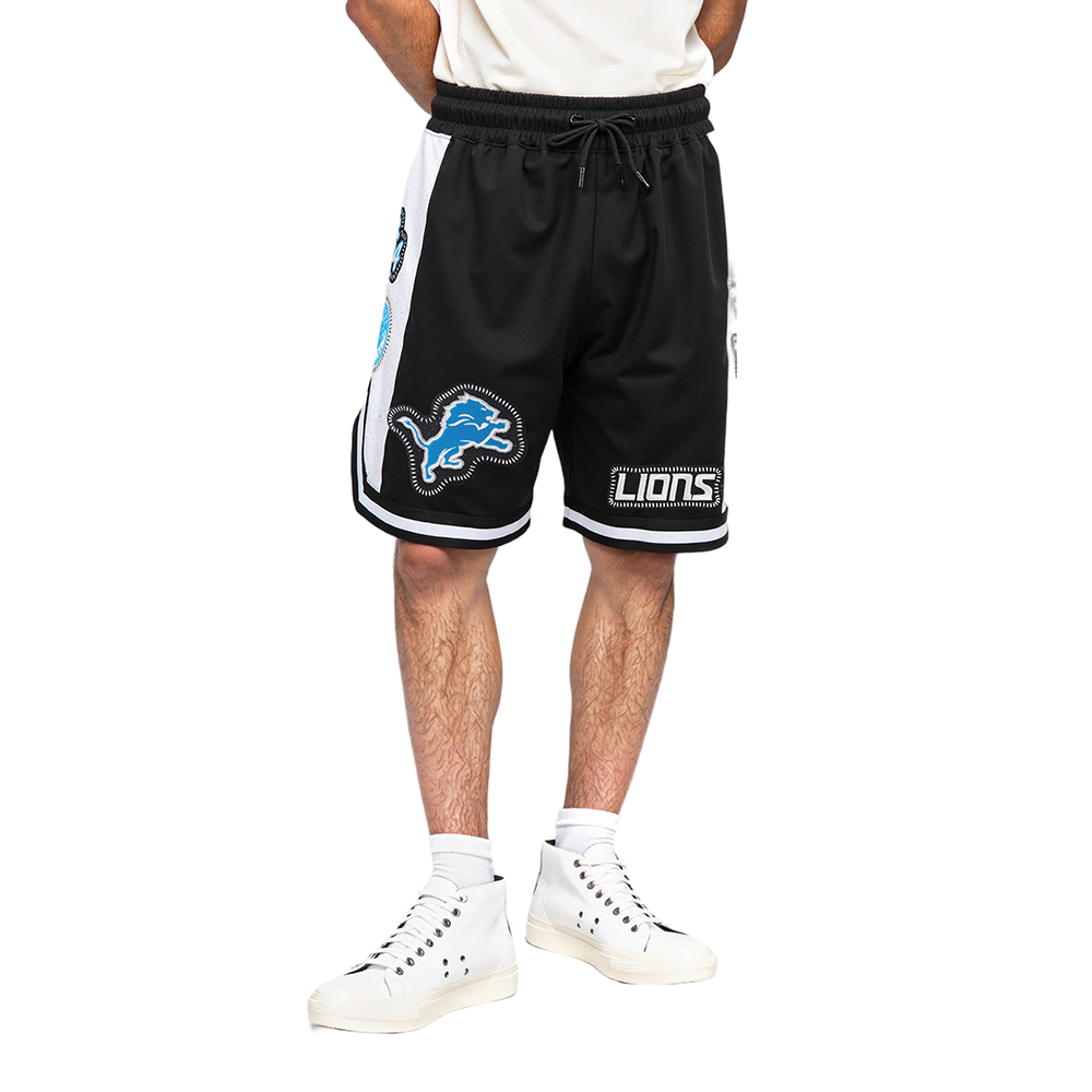 NFL DETROIT LIONS DIY PICK STITCH SHORT EN MAILLE DOUBLE 2.0 POUR HOMME (NOIR)