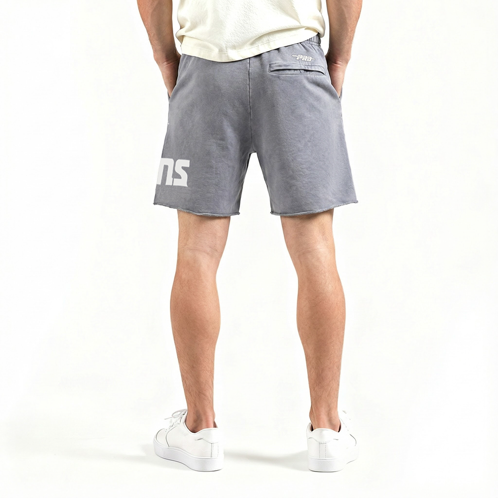 NFL DETROIT LIONS STREET TEAM MEN'S ENZYME WASH FT CUT-OFF SHORT (WASHED GREY)