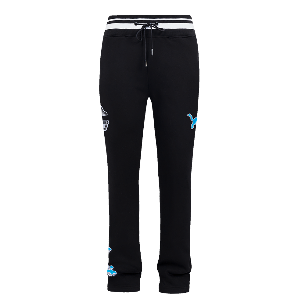 NFL DETROIT LIONS SCRIPT TAIL MEN'S RIB FLEECE SWEATPANT (BLACK)