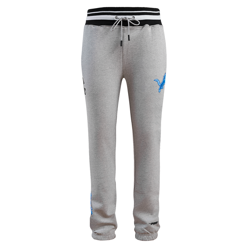NFL DETROIT LIONS SCRIPT TAIL MEN'S RIB FLEECE SWEATPANT (HEATHER GRAY/BLACK)