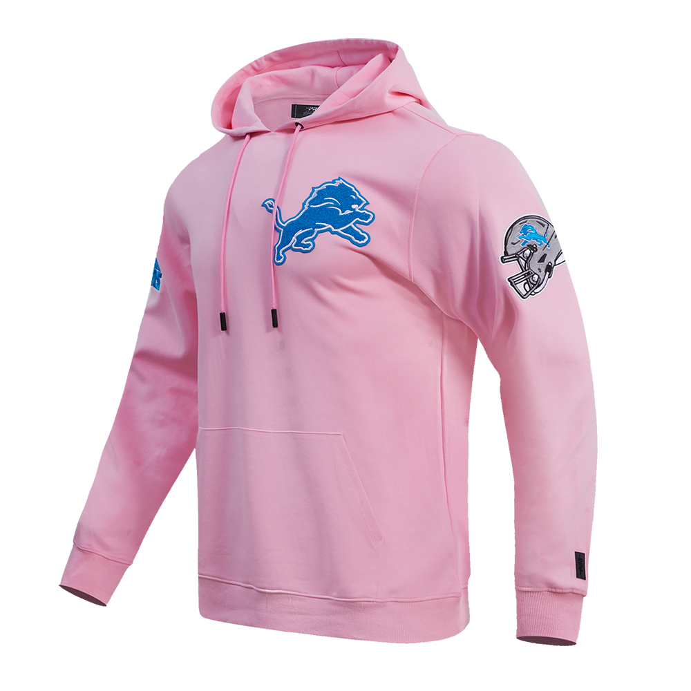 NFL DETROIT LIONS CLASSIC CHENILLE MEN'S PULLOVER HOODIE (PINK)