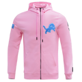 NFL DETROIT LIONS CLASSIC CHENILLE CHANDAIL À CAPUCHON À GLISSIÈRE POUR HOMME (ROSE)