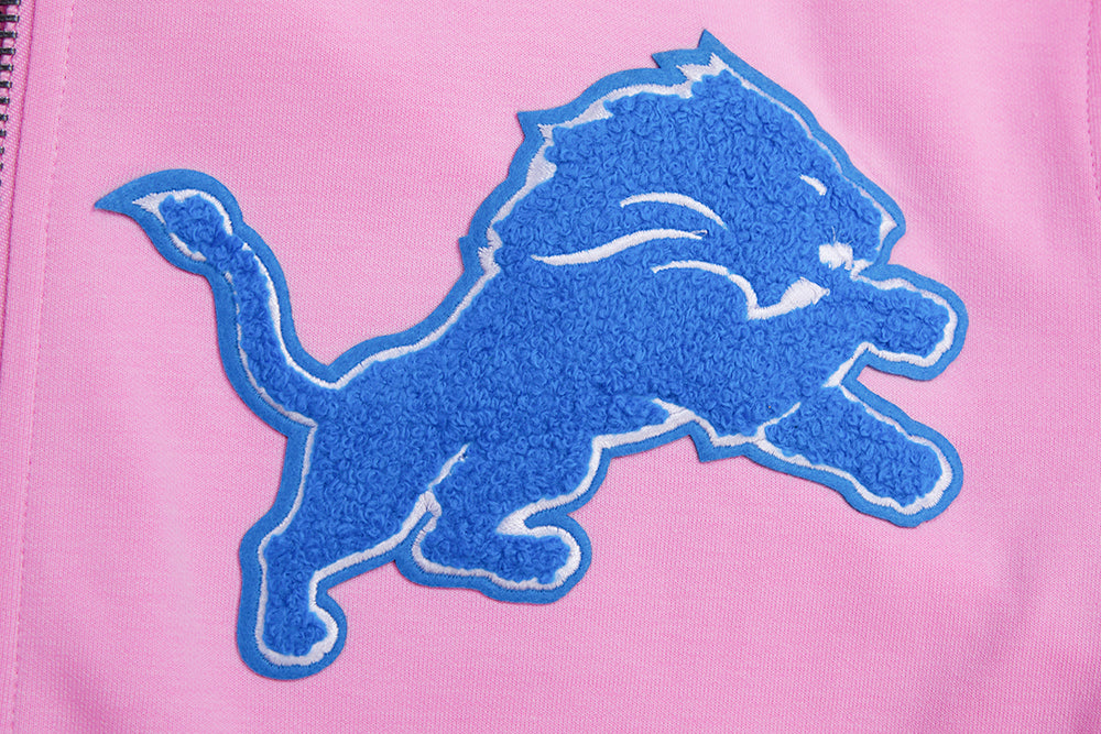 NFL DETROIT LIONS CLASSIC CHENILLE CHANDAIL À CAPUCHON À GLISSIÈRE POUR HOMME (ROSE)