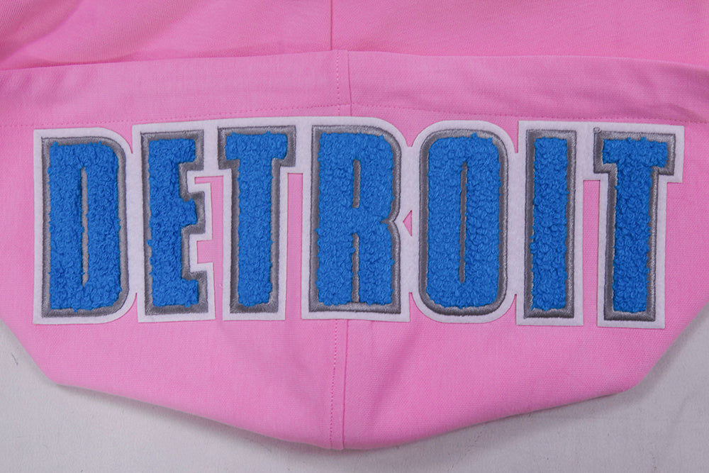 NFL DETROIT LIONS CLASSIC CHENILLE CHANDAIL À CAPUCHON À GLISSIÈRE POUR HOMME (ROSE)