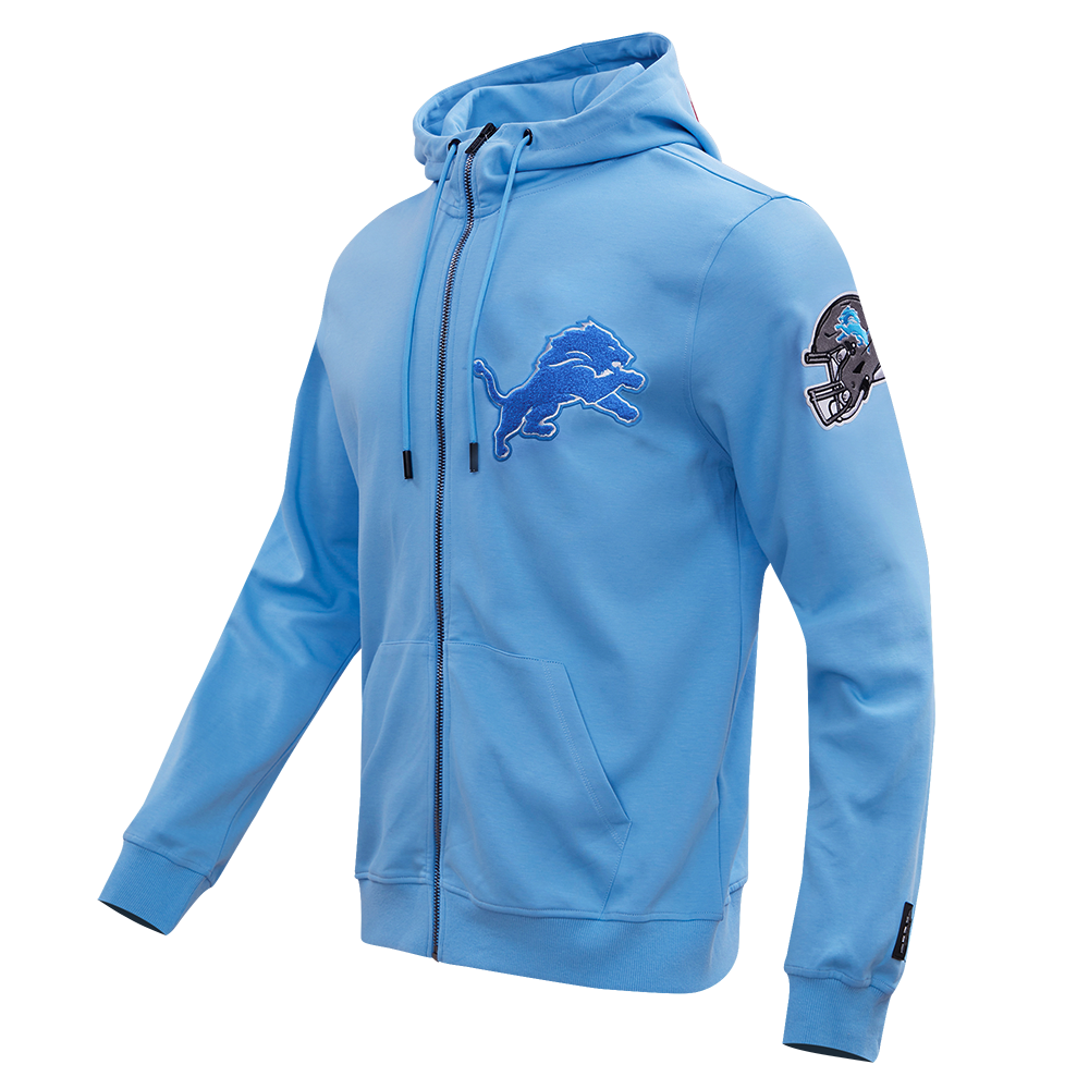 NFL DETROIT LIONS CLASSIC CHENILLE MEN'S FZ PO HOODIE (UNIVERSITY BLUE)