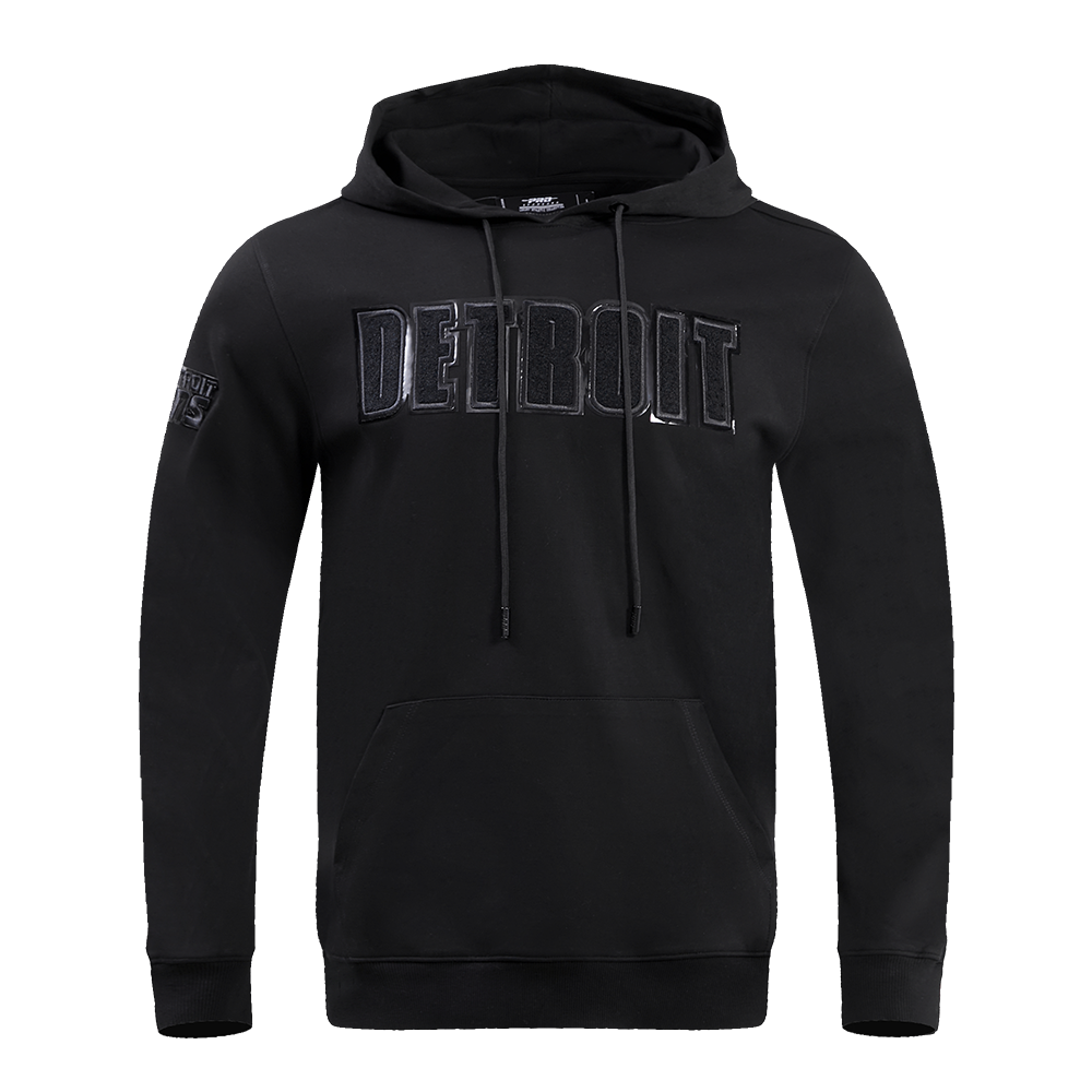 NFL DETROIT LIONS TRIPLE BLACK MEN'S PULLOVER HOODIE (TRIPLE BLACK)