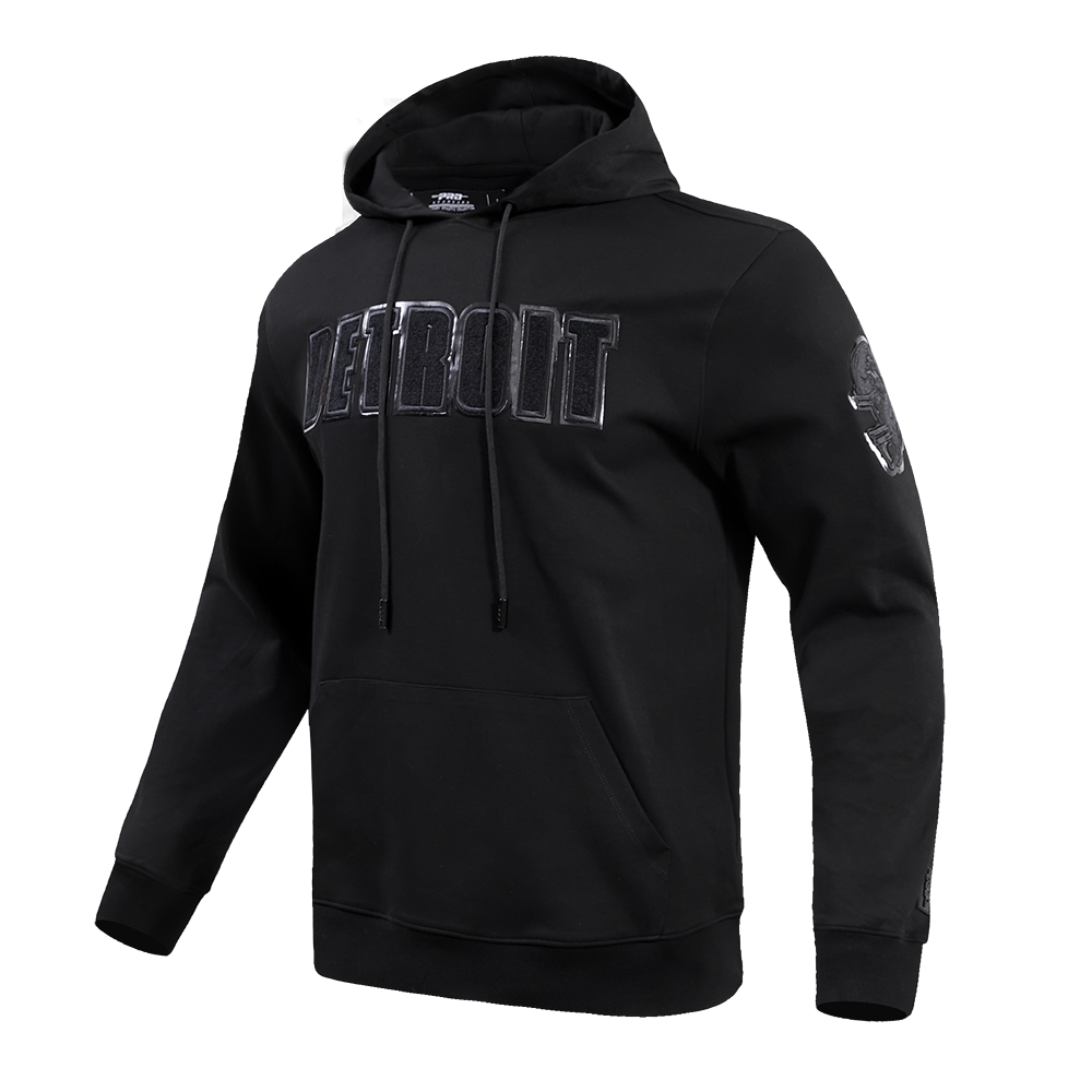 NFL DETROIT LIONS TRIPLE BLACK MEN'S PULLOVER HOODIE (TRIPLE BLACK)