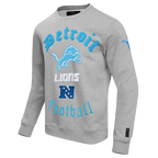 NFL DETROIT LIONS OLD ENGLISH MEN'S CREWNECK (HEATHER GREY)
