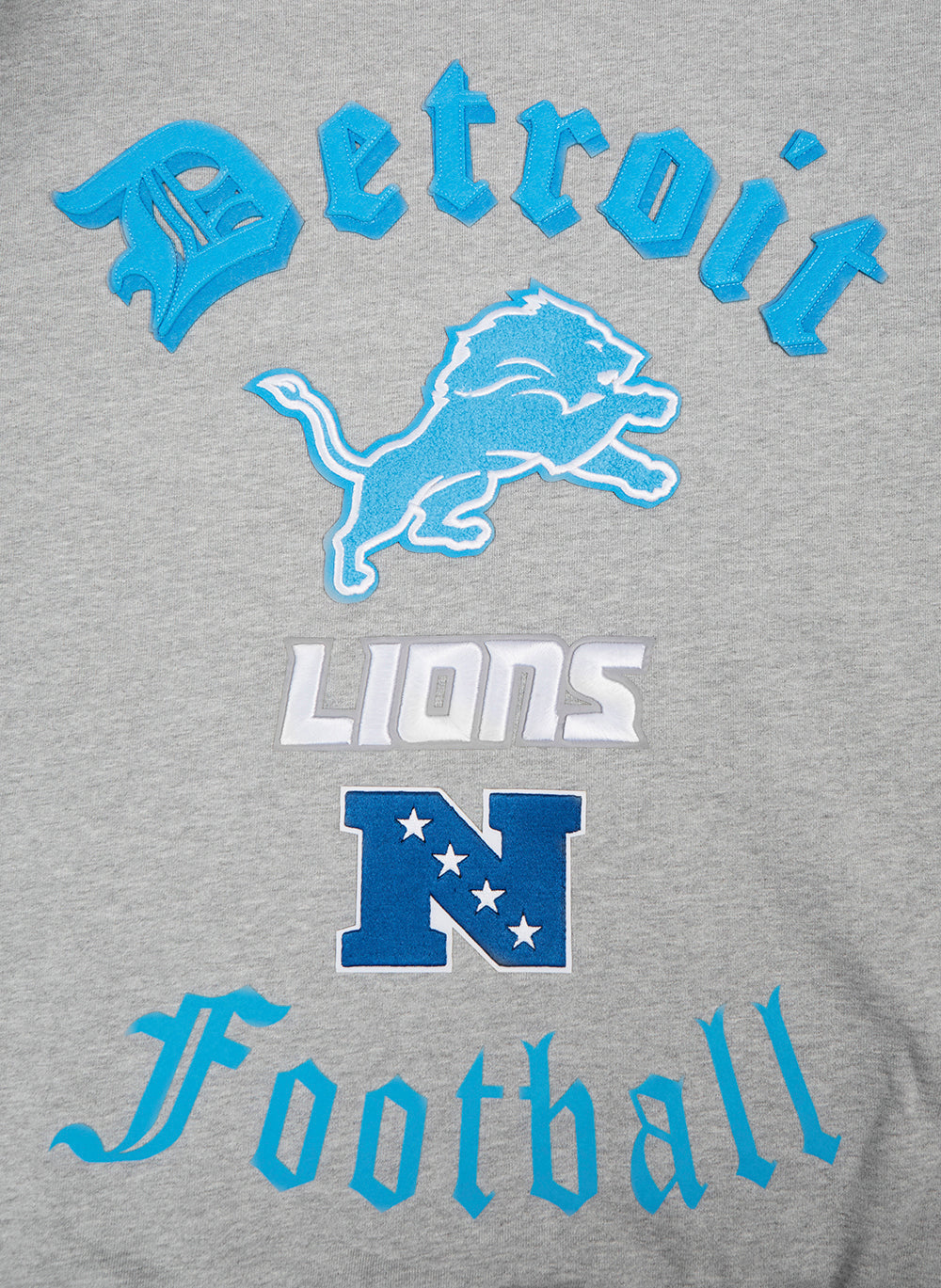 NFL DETROIT LIONS OLD ENGLISH MEN'S CREWNECK (HEATHER GREY)