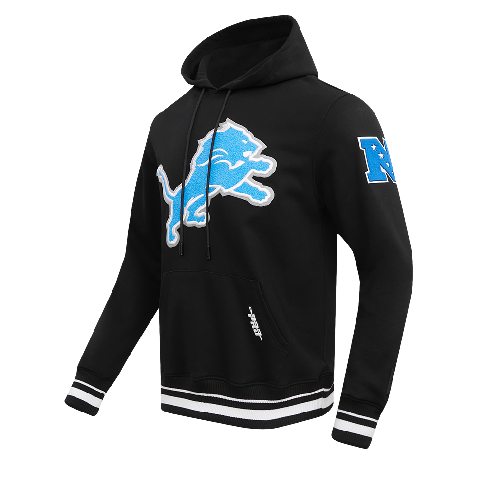 NFL DETROIT LIONS MASHUP MEN'S RIB PULLOVER HOODIE (BLACK)
