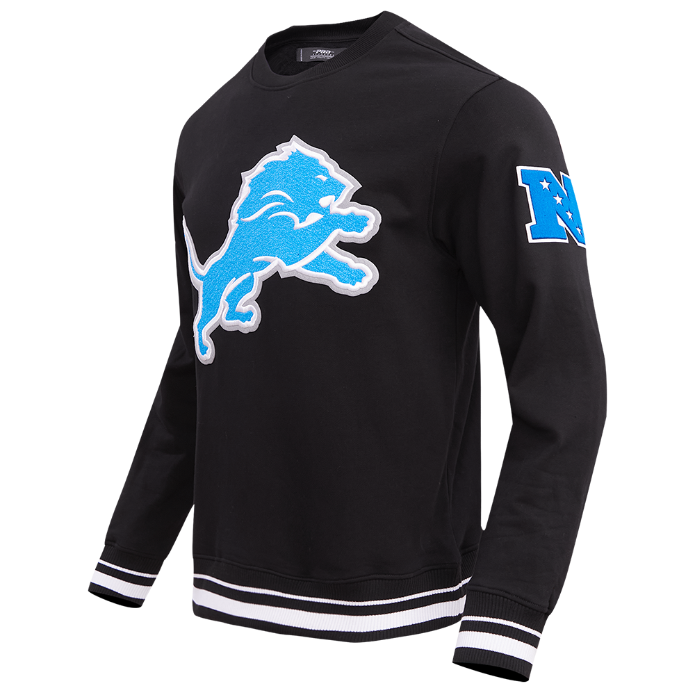 NFL DETROIT LIONS MASHUP MEN'S RIB CREWNECK (BLACK)