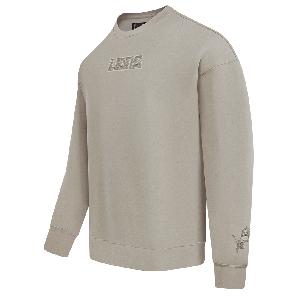 NFL DETROIT LIONS WINGSPAN MEN'S DROP SHOULDER FLEECE CREWNECK (TAUPE)