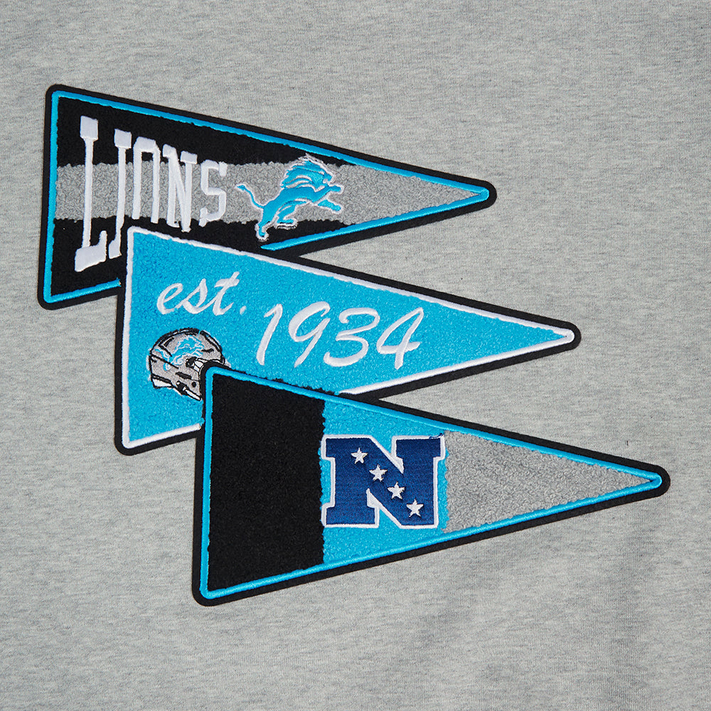 NFL DETROIT LIONS TEAM PENNANTS CHANDAIL À CAPUCHON EN MOLLETON CÔTELÉ POUR HOMME (GRIS CHINÉ/NOIR)