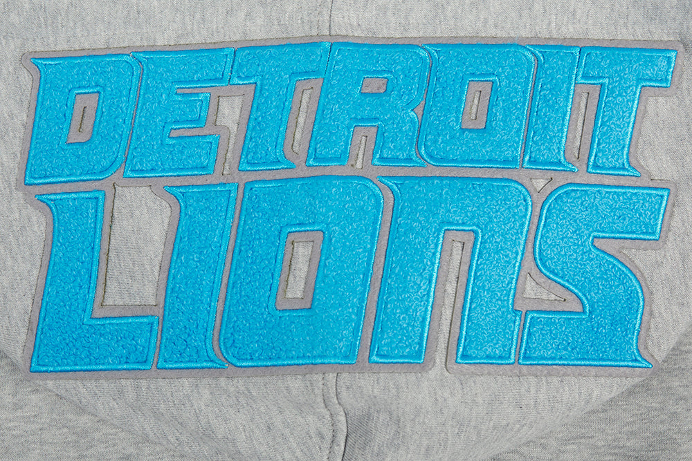 NFL DETROIT LIONS TEAM PENNANTS CHANDAIL À CAPUCHON EN MOLLETON CÔTELÉ POUR HOMME (GRIS CHINÉ/NOIR)