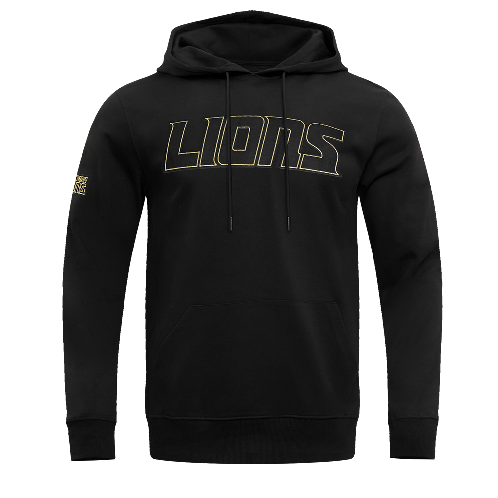 NFL DETROIT LIONS CHANDAIL À CAPUCHON NOIR ET OR EN MAILLE DOUBLE POUR HOMME (NOIR)