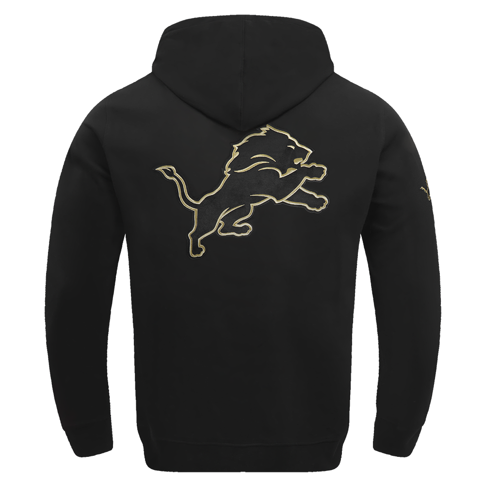 NFL DETROIT LIONS CHANDAIL À CAPUCHON NOIR ET OR EN MAILLE DOUBLE POUR HOMME (NOIR)