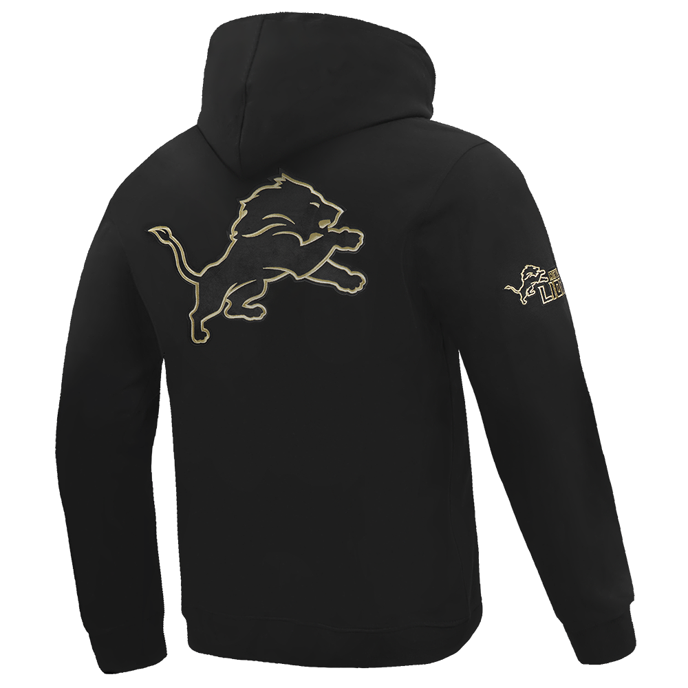 NFL DETROIT LIONS CHANDAIL À CAPUCHON NOIR ET OR EN MAILLE DOUBLE POUR HOMME (NOIR)