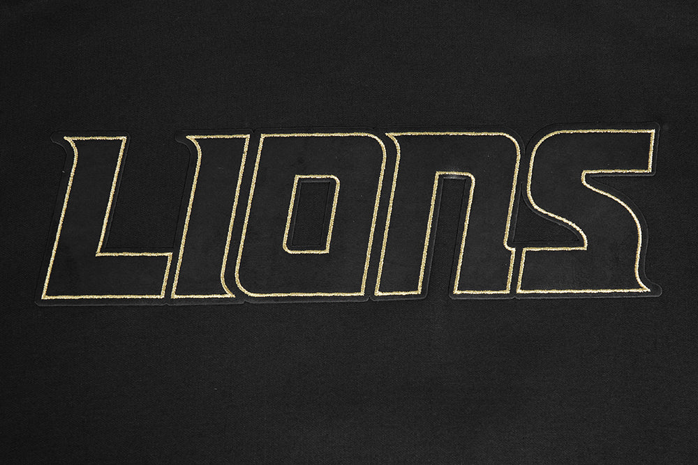 NFL DETROIT LIONS CHANDAIL À CAPUCHON NOIR ET OR EN MAILLE DOUBLE POUR HOMME (NOIR)
