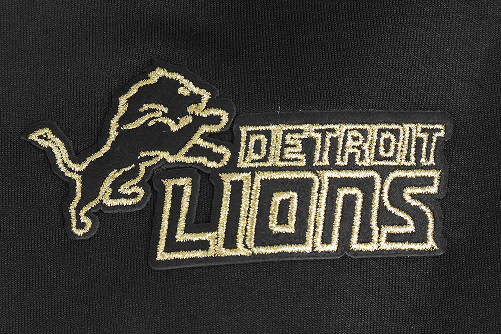 NFL DETROIT LIONS CHANDAIL À CAPUCHON NOIR ET OR EN MAILLE DOUBLE POUR HOMME (NOIR)