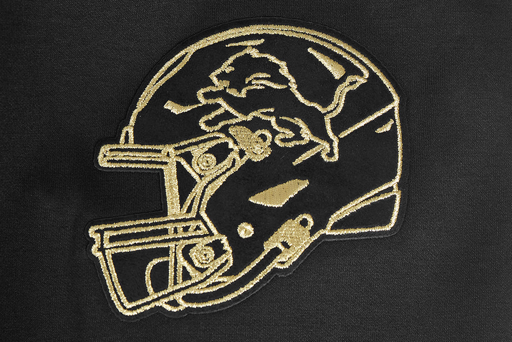 NFL DETROIT LIONS CHANDAIL À CAPUCHON NOIR ET OR EN MAILLE DOUBLE POUR HOMME (NOIR)