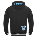 NFL DETROIT LIONS CITY RANSOM MEN'S RIB FLEECE PULLOVER HOODIE (BLACK)