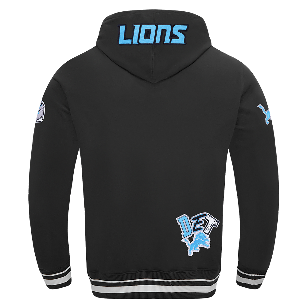 NFL DETROIT LIONS CITY RANSOM MEN'S RIB FLEECE PULLOVER HOODIE (BLACK)